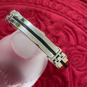 Men's stainless steel black & silver bracelet